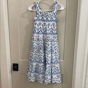 Rare Editions White Sundress with Blue Embroidery